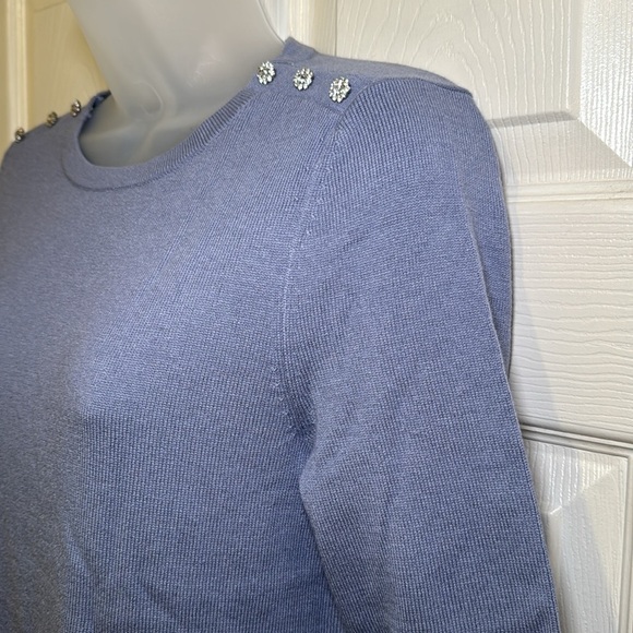 Boden Short Sleeve Cotton Wool Cashmere Blend Sweater Rhinestone Detail Size 6 - Picture 8 of 11